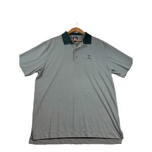 Footjoy Polo Shirt Mens Large Golf Green Stripe Logo College Fields